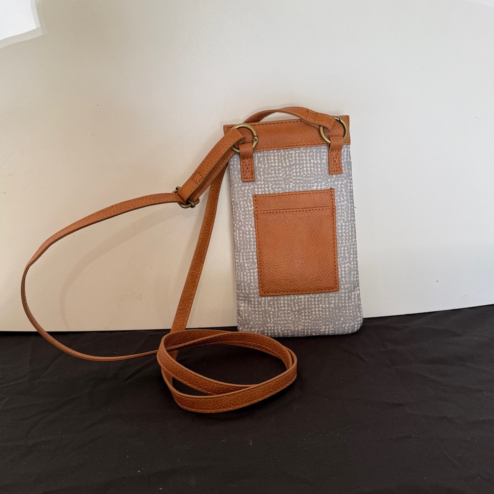 Thirty-one Gray and Brown Crossbody Phone Purse